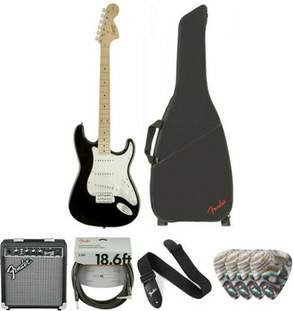 Elektrische gitaar Fender Squier Affinity Series Stratocaster MN Black Deluxe SET Zwart - 1