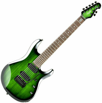7-string Electric Guitar Sterling by MusicMan John Petrucci JP70 Translucent Green Burst - 1