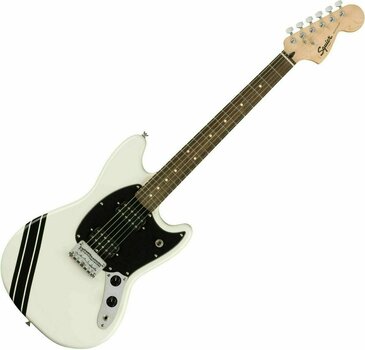 Guitare électrique Fender Squier FSR Bullet Competition Mustang HH IL Arctic White with Black Stripes - 1