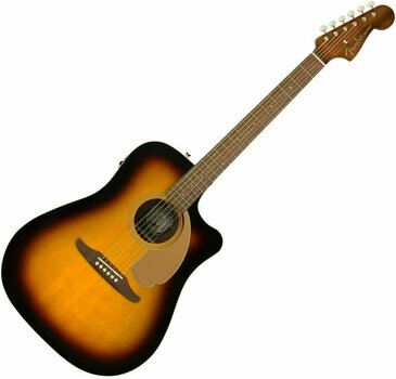 Dreadnought elektro-akoestische gitaar Fender Redondo Player Walnut Sunburst - 1