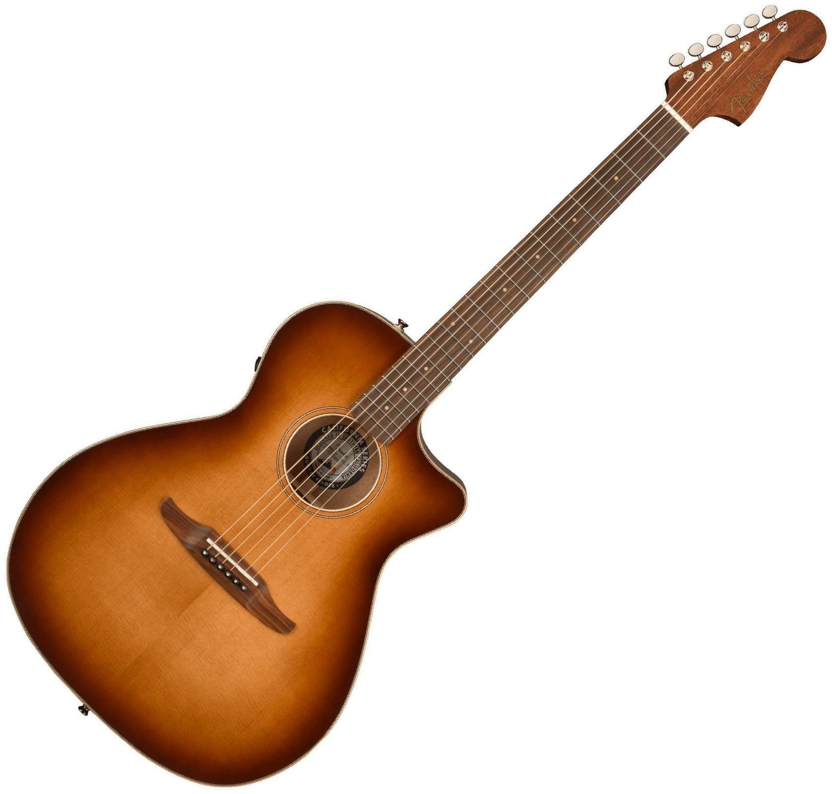 Guitare Jumbo acoustique-électrique Fender Newporter Classic Aged Cognac Burst