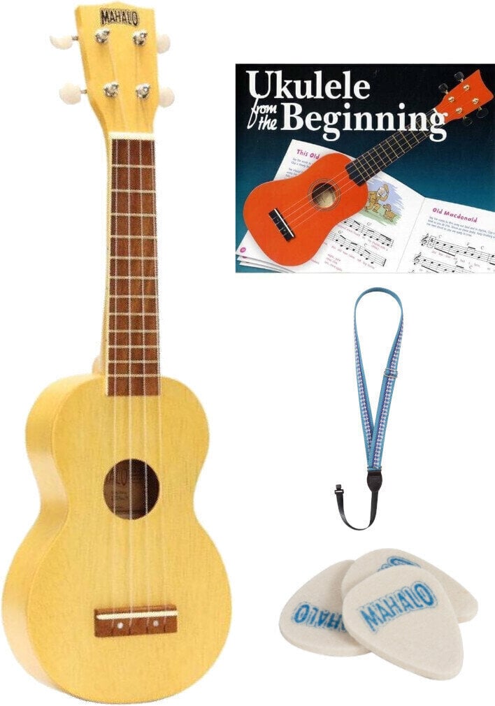Sopránové ukulele Mahalo MK1-TBS SET Sopránové ukulele Transparent Blond