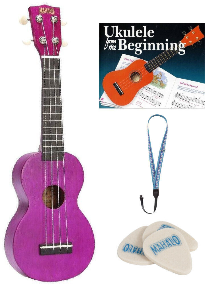 Soprano ukulele Mahalo MK1P-TPP SET Soprano ukulele Transparent Purple