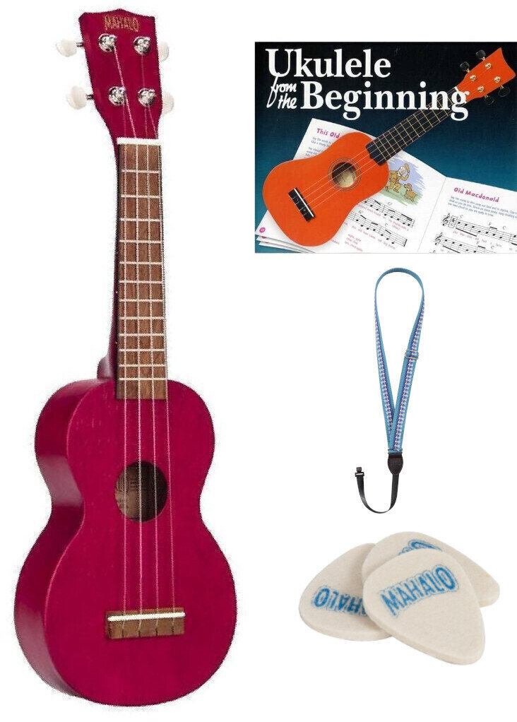 Soprano ukulele Mahalo MK1-TRD SET Soprano ukulele Transparent Red