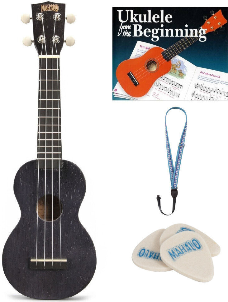 Soprano ukulele Mahalo MK1P-TBK SET Soprano ukulele Transparent Black