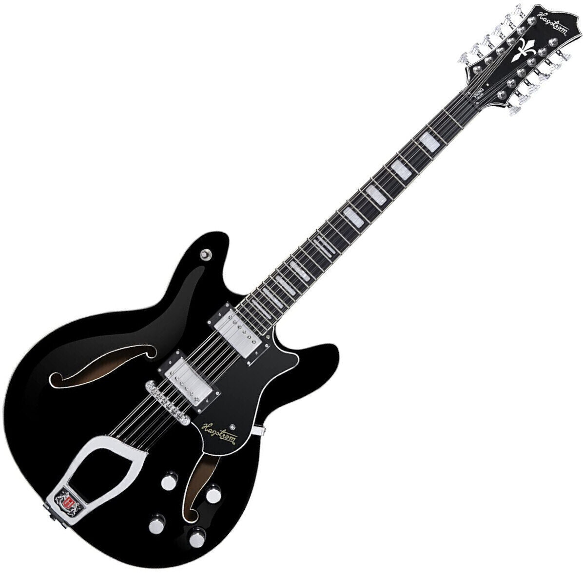 Semiakustická gitara Hagstrom Viking Deluxe 12 Gloss Black Semiakustická gitara