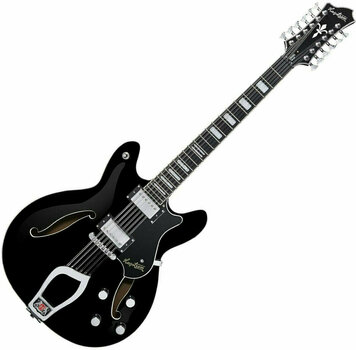 Semi-Acoustic Guitar Hagstrom Viking Deluxe 12 Gloss Black Semi-Acoustic Guitar - 1