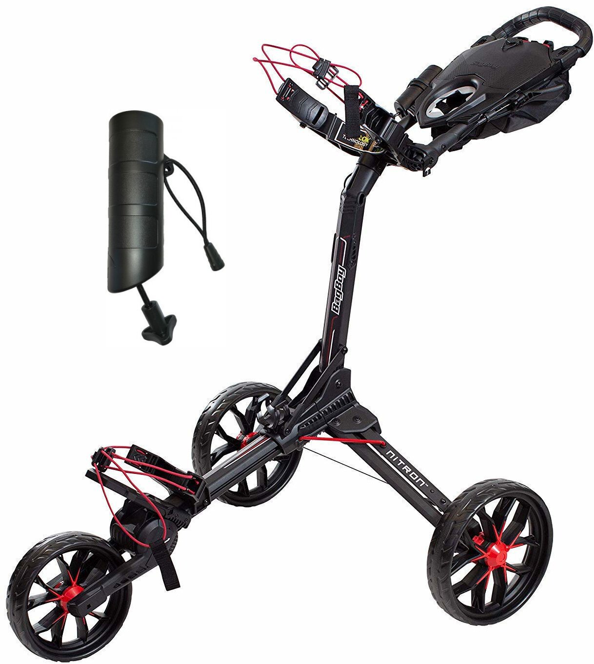 Manuální golfové vozíky BagBoy Nitron SET Black/Red Manuální golfové vozíky