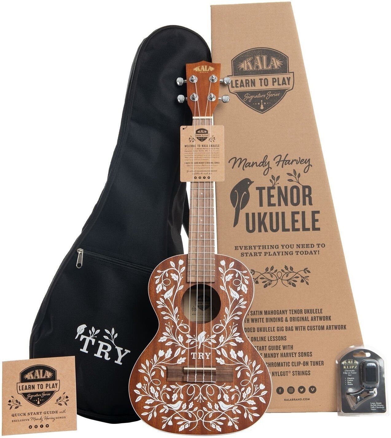 Tenorové ukulele Kala KA-KALA-LTP-MH Mandy Harvey Signature Tenorové ukulele Natural Flower