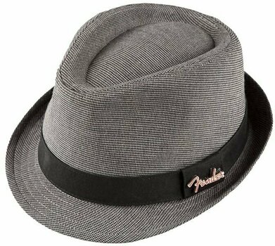 Chapeau Fender Unisex Black/Gray Houndstooth Fedora Hat Black S/M - 1