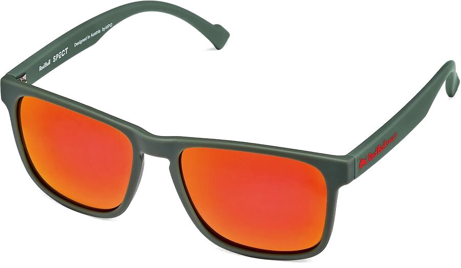 Lifestyle Glasses Red Bull Spect Leap Matt Olive Green Rubber/Brown With Red Mirror Lifestyle Glasses