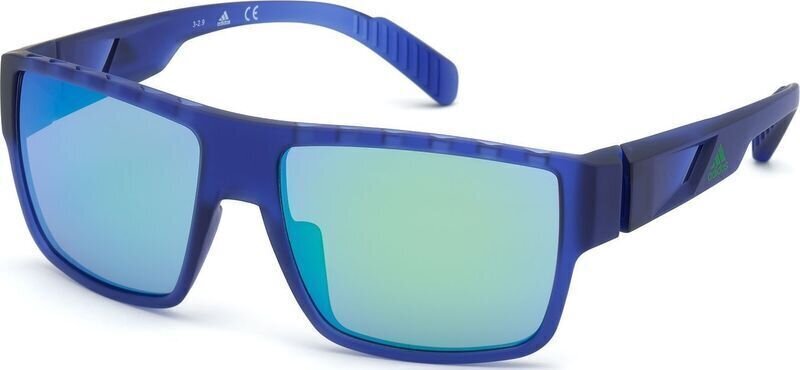 Sport Glasses Adidas SP0006 91Q Transparent Frosted Eletric Blue/Grey Mirror Green Blue