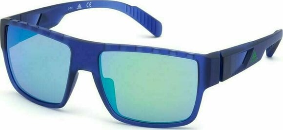 Sport Glasses Adidas SP0006 91Q Transparent Frosted Eletric Blue/Grey Mirror Green Blue - 1