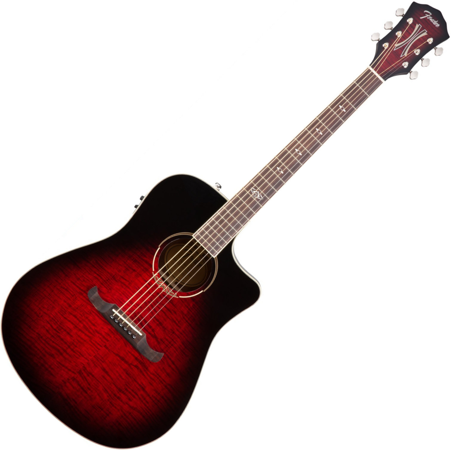 Dreadnought elektro-akoestische gitaar Fender T-Bucket 300-CE RW Trans Cherry Burst