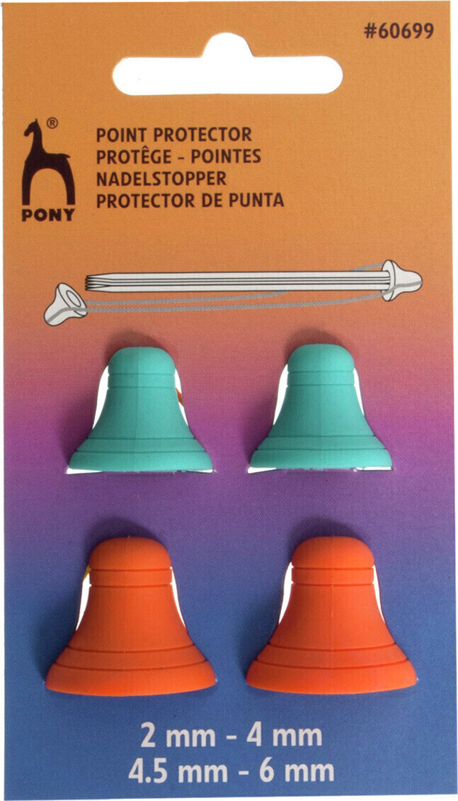 Herramienta de tejer Pony Bell Shaped Point Protectors Small + Large + Elastomer