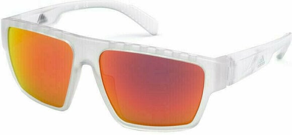 Sport Glasses Adidas SP0008 26G Transparent Frosted Crystal/Grey Mirror Orange Red - 1