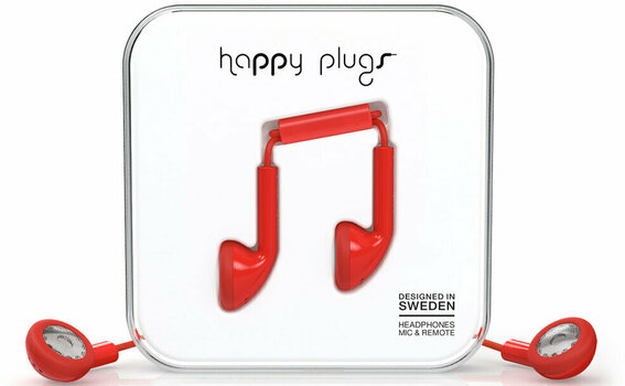 En la oreja los auriculares Happy Plugs Earbud Red - 1
