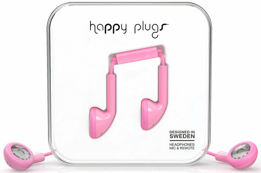 En la oreja los auriculares Happy Plugs Earbud Pink - 1
