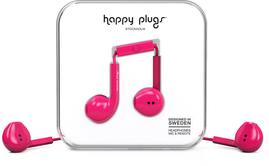 In-ear hoofdtelefoon Happy Plugs Earbud Plus Cerise
