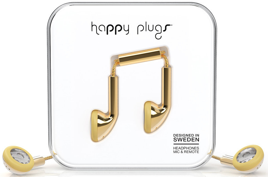 In-Ear Headphones Happy Plugs Earbud Gold Deluxe Edition