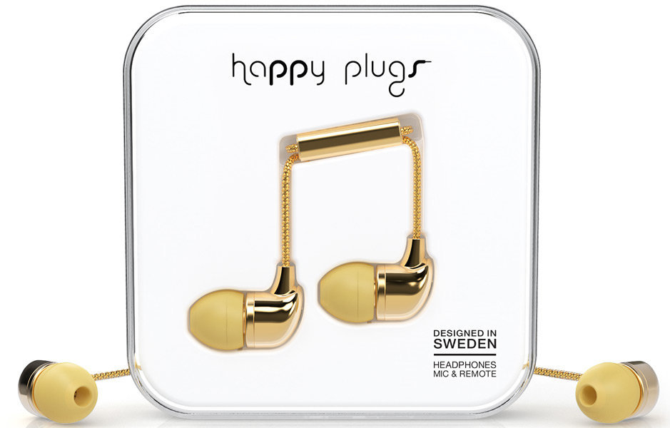 In-ear hörlurar Happy Plugs In-Ear Gold Deluxe Edition