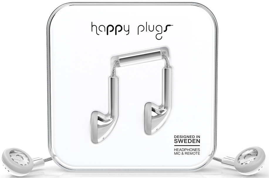 In-Ear Headphones Happy Plugs Earbud Silver Deluxe Edition