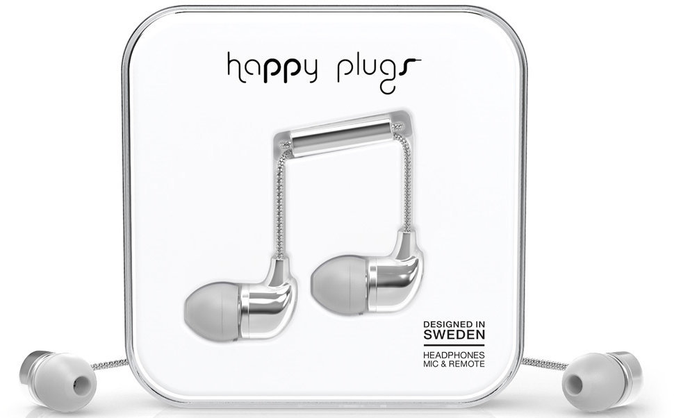 Слушалки за в ушите Happy Plugs In-Ear Silver Deluxe Edition