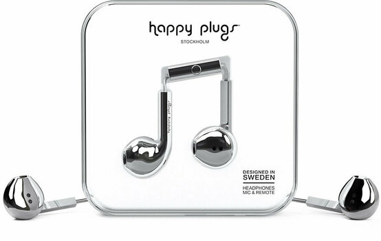 En la oreja los auriculares Happy Plugs Earbud Plus Silver Deluxe Edition - 1