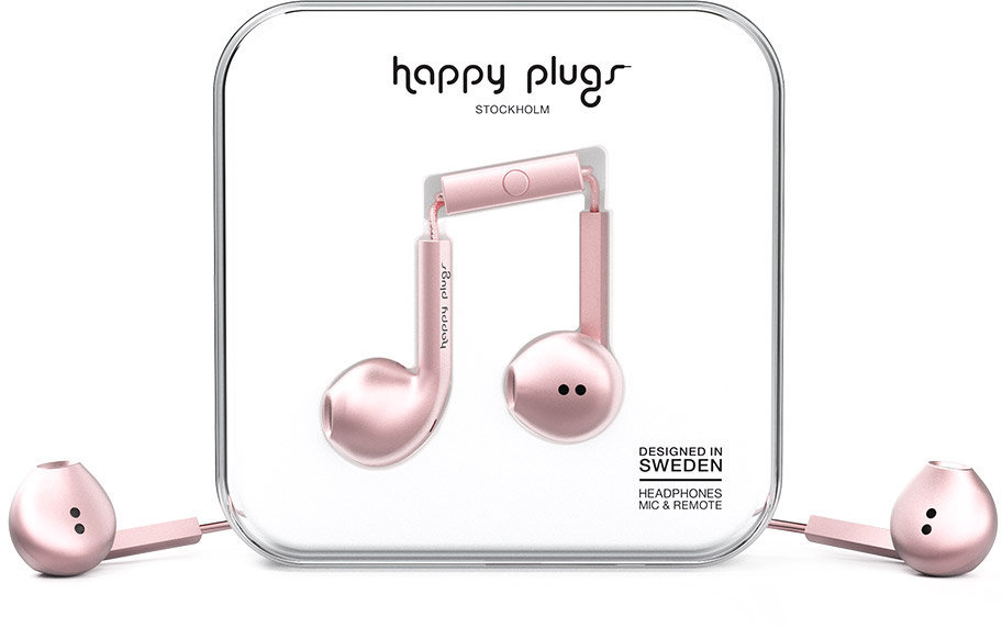 In-ear hoofdtelefoon Happy Plugs Earbud Plus Pink Gold Deluxe Edition