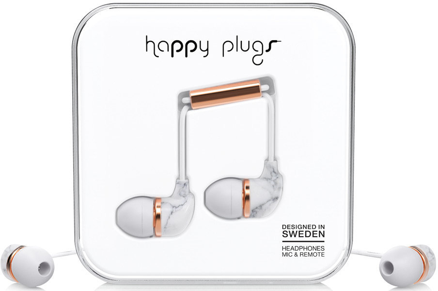 Ecouteurs intra-auriculaires Happy Plugs In-Ear White Marble Rose Gold