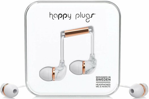 Sluchátka do uší Happy Plugs In-Ear White Marble Rose Gold - 1