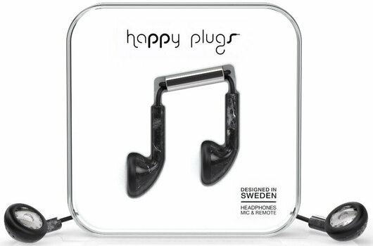 En la oreja los auriculares Happy Plugs Earbud Black Saint Laurent Marble - 1