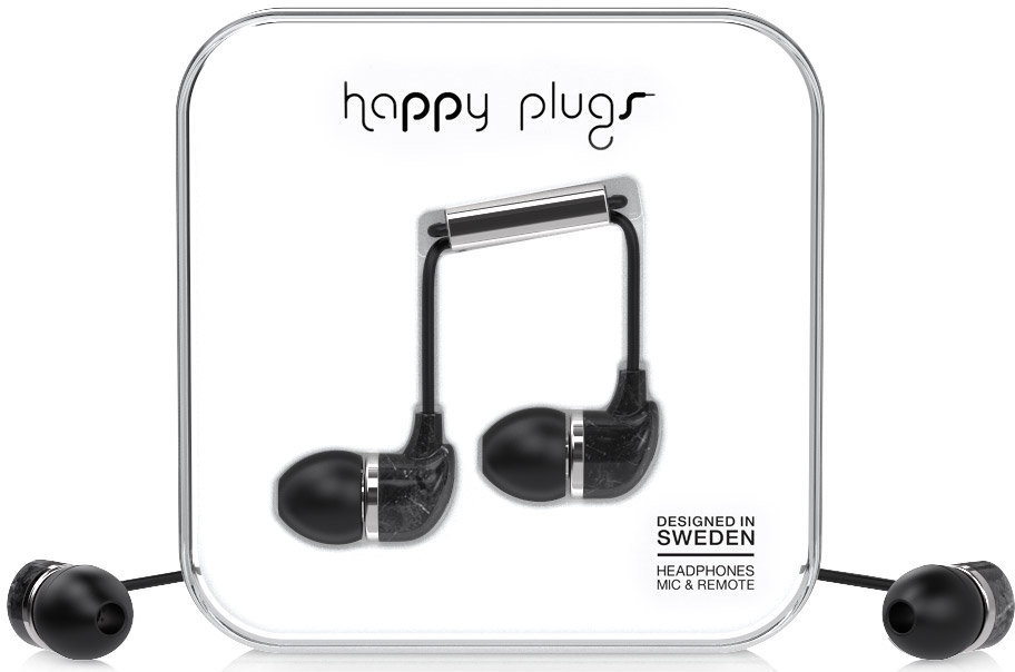 In-ear hoofdtelefoon Happy Plugs In-Ear Black Saint Laurent Marble