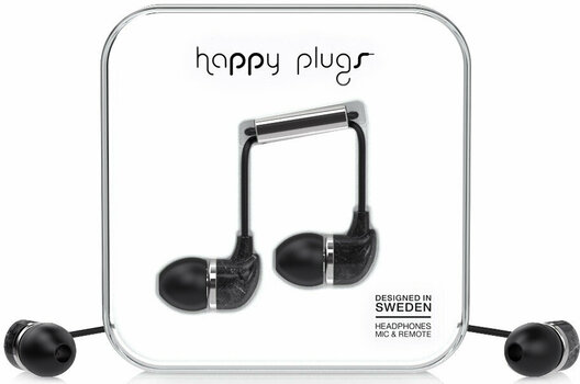Auscultadores intra-auriculares Happy Plugs In-Ear Black Saint Laurent Marble - 1