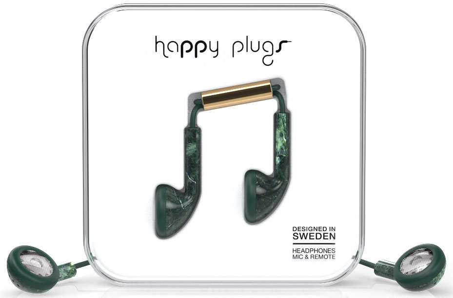 Căști In-Ear standard Happy Plugs Earbud Jade Green Marble