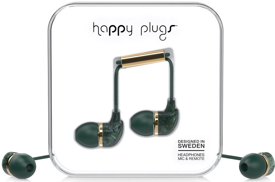 In-Ear Fejhallgató Happy Plugs In-Ear Jade Green Marble