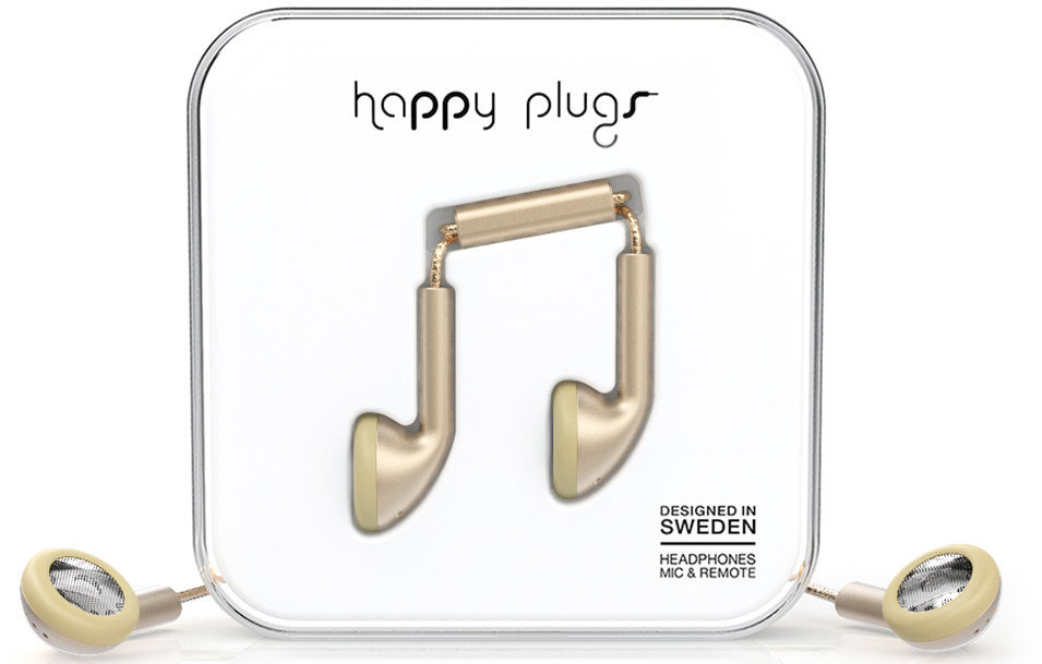 Ecouteurs intra-auriculaires Happy Plugs Earbud Champagne Matte Deluxe Edition