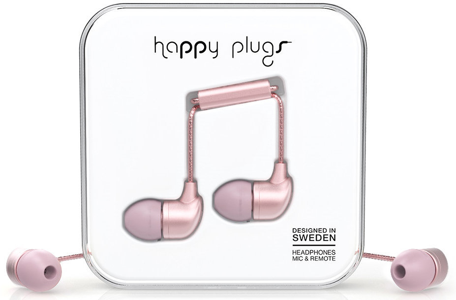 Auscultadores intra-auriculares Happy Plugs In-Ear Pink Gold Matte Deluxe Edition