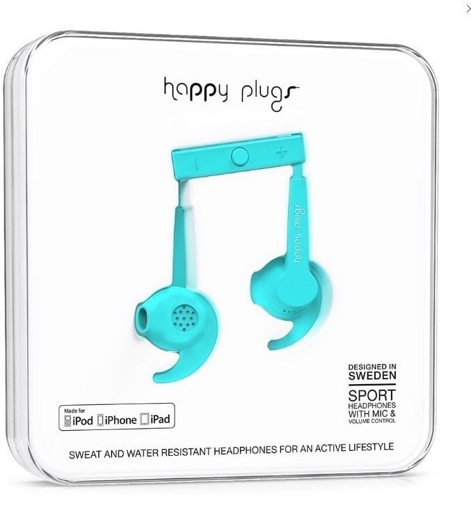 In-Ear Headphones Happy Plugs Sport MFI Turquoise