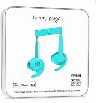 Auscultadores intra-auriculares Happy Plugs Sport MFI Turquoise - 1
