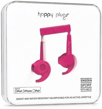 En la oreja los auriculares Happy Plugs Sport MFI Cerise - 1