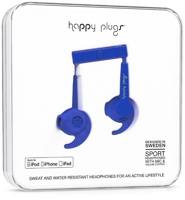 In-Ear Headphones Happy Plugs Sport MFI Κοβάλτιο