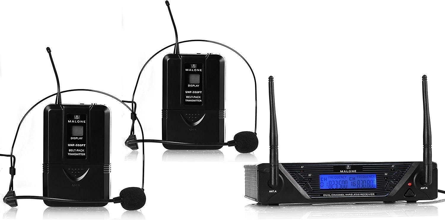 Безжични слушалки с микрофон Malone UHF-450 Duo2