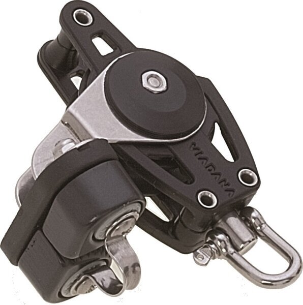Sailing Block Viadana 38mm Composite Single Block Swivel with Shackle and Becket - Cam Cleat