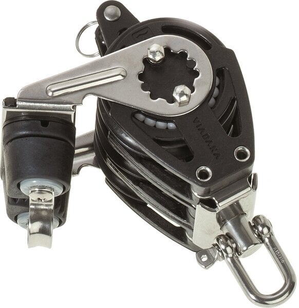 Sailing Block Viadana 57mm Composite Triple Block Swivel with Shackle and Becket - Carbon Cam Cleat
