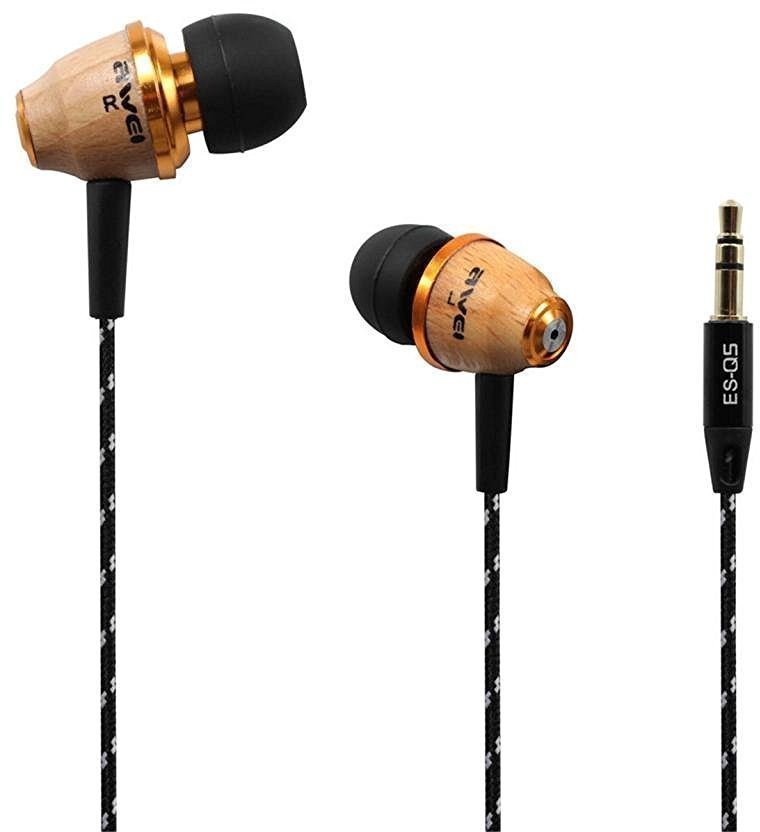 In-ear hoofdtelefoon AWEI ESQ5 Wood In-Ear Headphone Beige