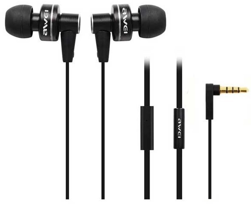 Auscultadores intra-auriculares AWEI ES900i Wired In-ear Headphones Earphones Headset Black