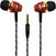 En la oreja los auriculares AWEI ES-Q5 Wood Headphone Red