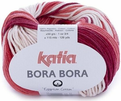 Pletacia priadza Katia Bora Bora 100 Off White/Red - 1