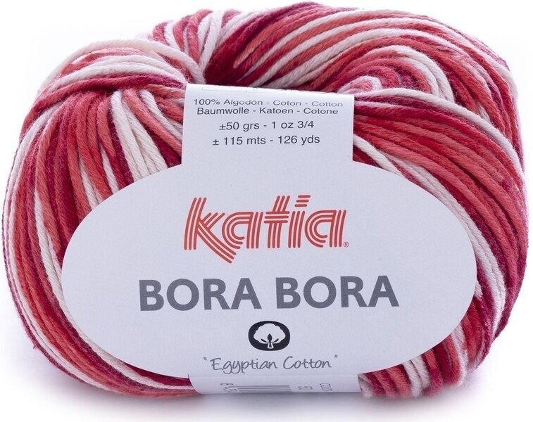 Плетива прежда Katia Bora Bora 50 Off White/Red